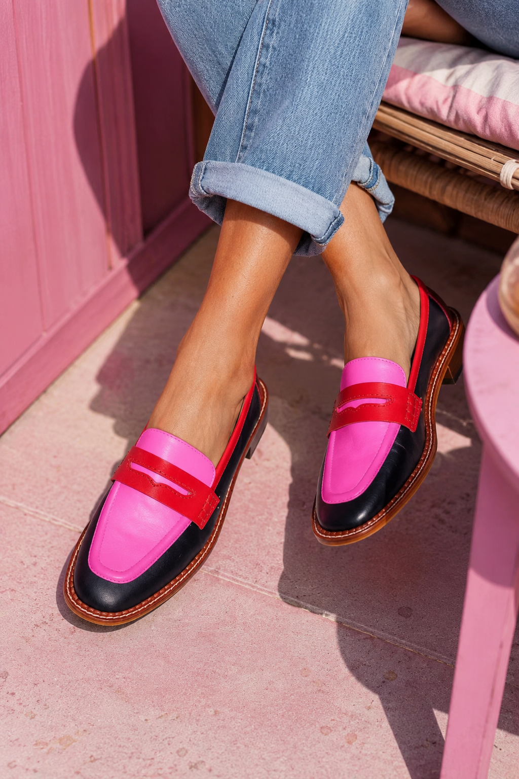 Zephvoria | Contrast Panel Casual Penny Loafers