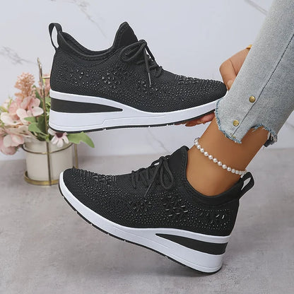 Kinsley | Rhinestone Knit Platform Sneakers
