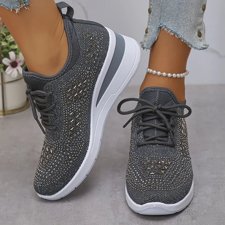 Kinsley | Rhinestone Knit Platform Sneakers