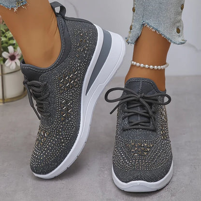 Kinsley | Rhinestone Knit Platform Sneakers