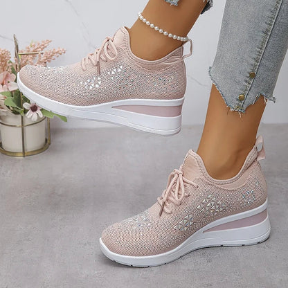 Kinsley | Rhinestone Knit Platform Sneakers