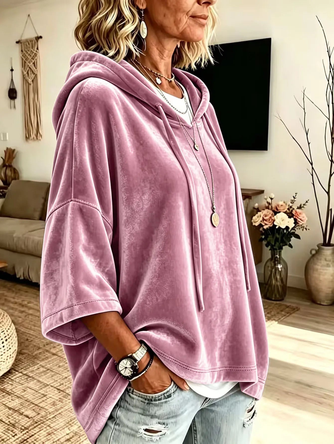 Ismeria | Cozy Velvet Hooded Top