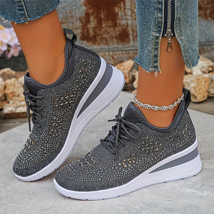 Kinsley | Rhinestone Knit Platform Sneakers