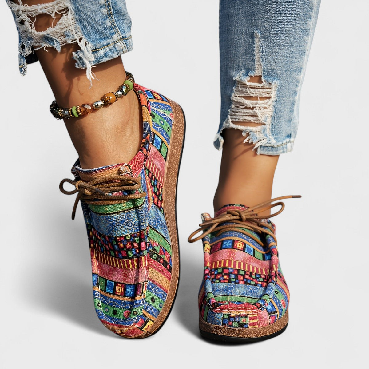 Alverna | Artistic Patchwork Lace Up Shoes