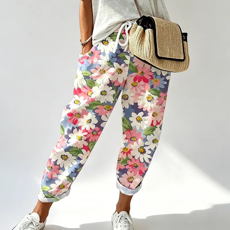 Rhosyn | Bloom Pattern Drawstring Trousers