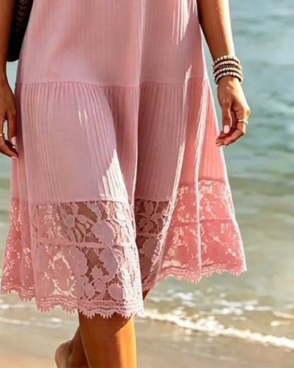 Orlina | Breezy Crochet Panel Summer Dress