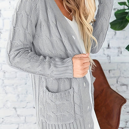 Briseis | Chunky Cable Pocket Cardigan