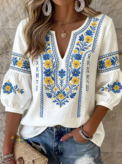 Aislinn | Floral Embroidered Peasant Blouse