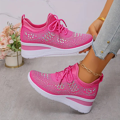 Kinsley | Rhinestone Knit Platform Sneakers