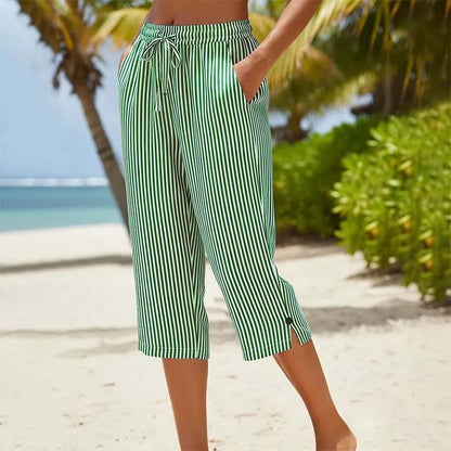 Avenleigh | Striped Drawstring Capri Trousers