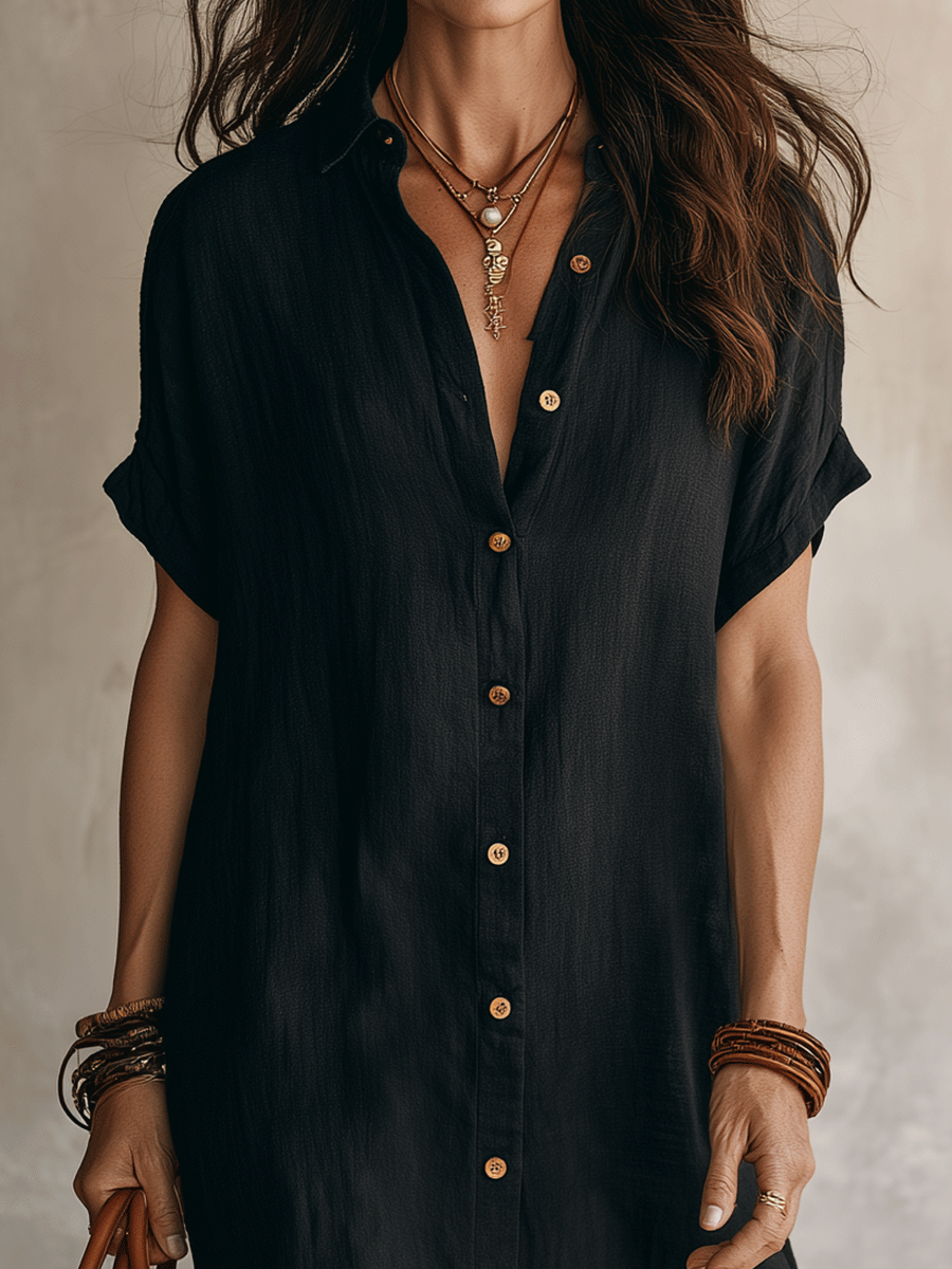 Corlina | Button Front Relaxed Shirt Dress