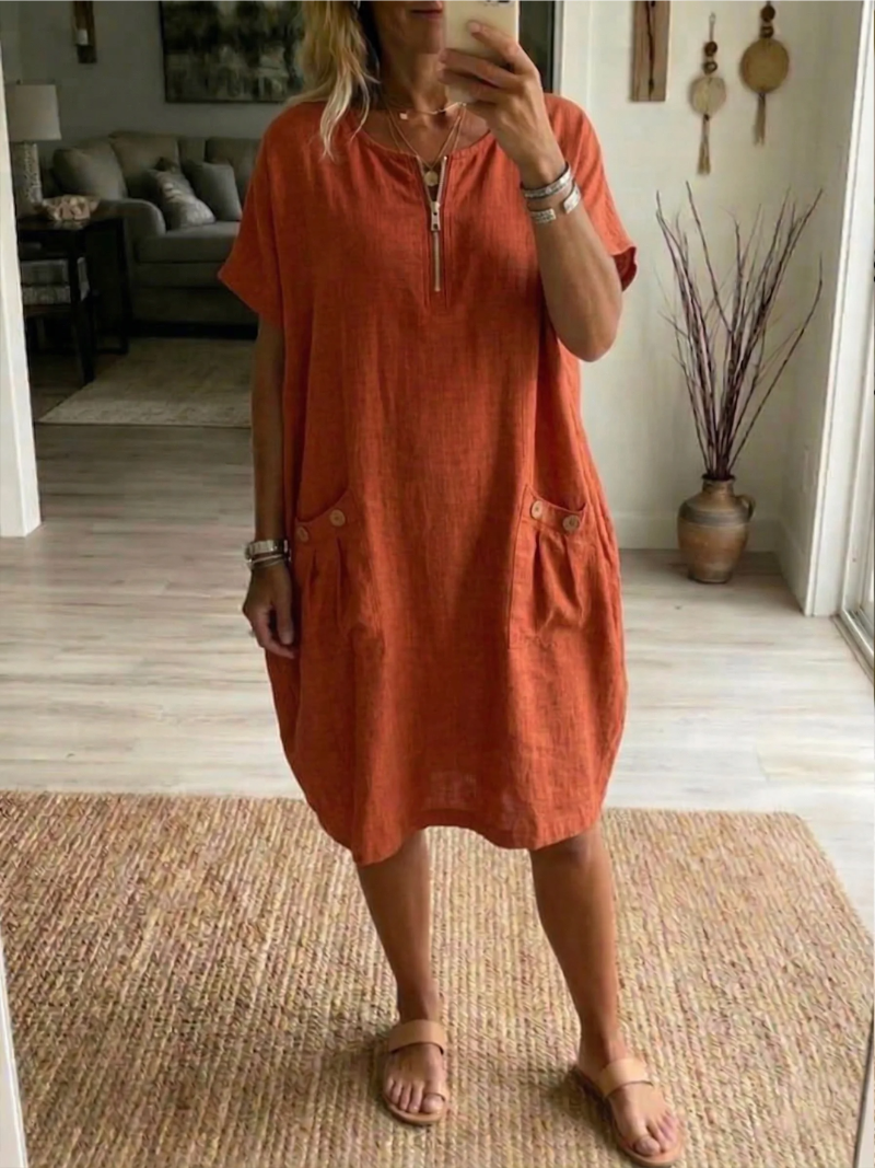 Rosalyn | Short Sleeve Pocket Front Dress
