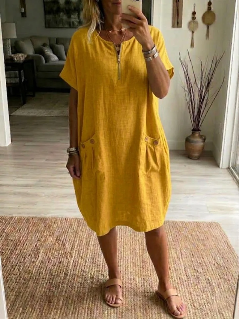 Rosalyn | Short Sleeve Pocket Front Dress