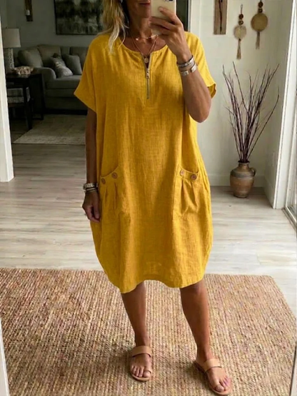Rosalyn | Short Sleeve Pocket Front Dress