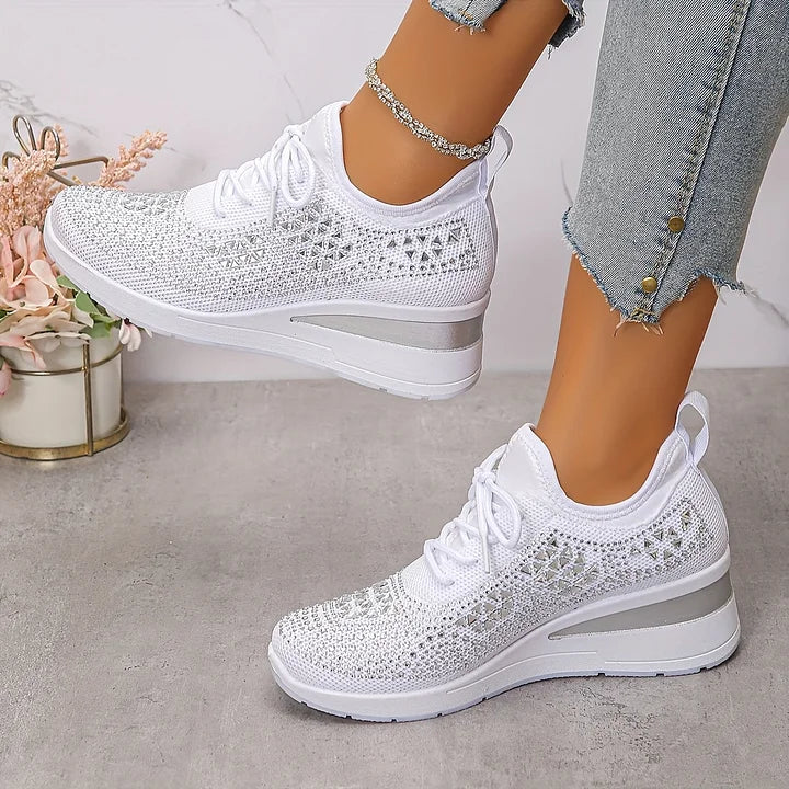 Kinsley | Rhinestone Knit Platform Sneakers