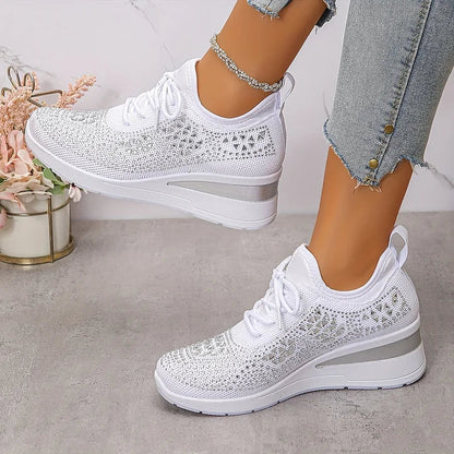 Kinsley | Rhinestone Knit Platform Sneakers