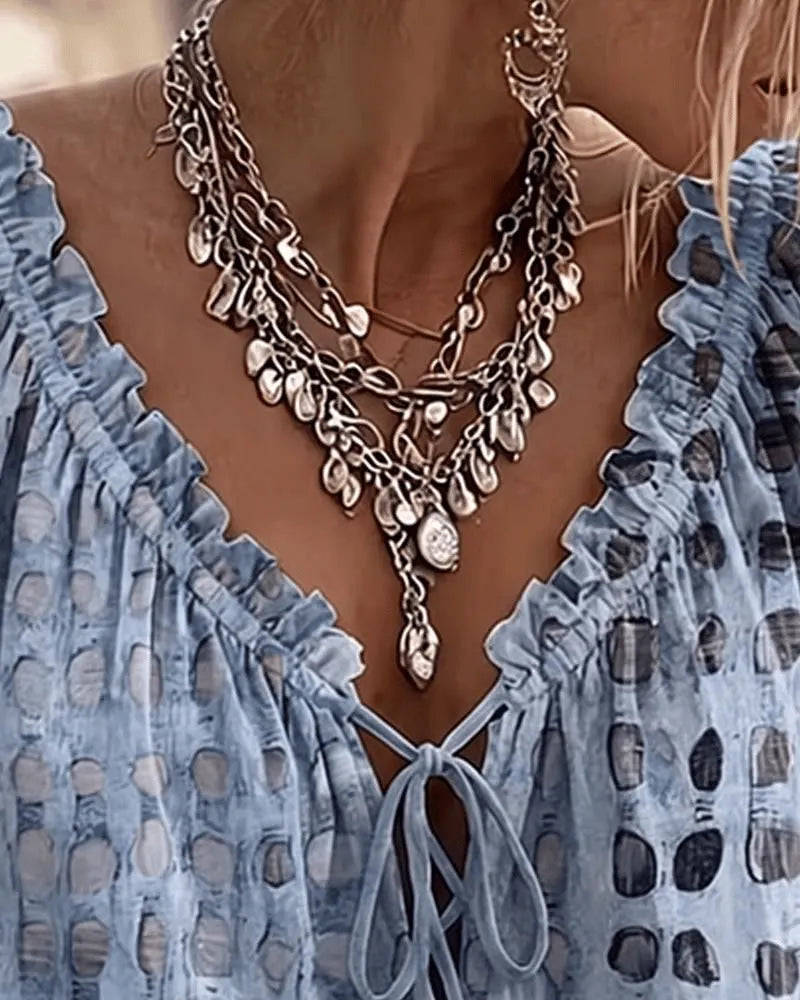 Nolisse | Sheer Ruffle Sleeve Blouse
