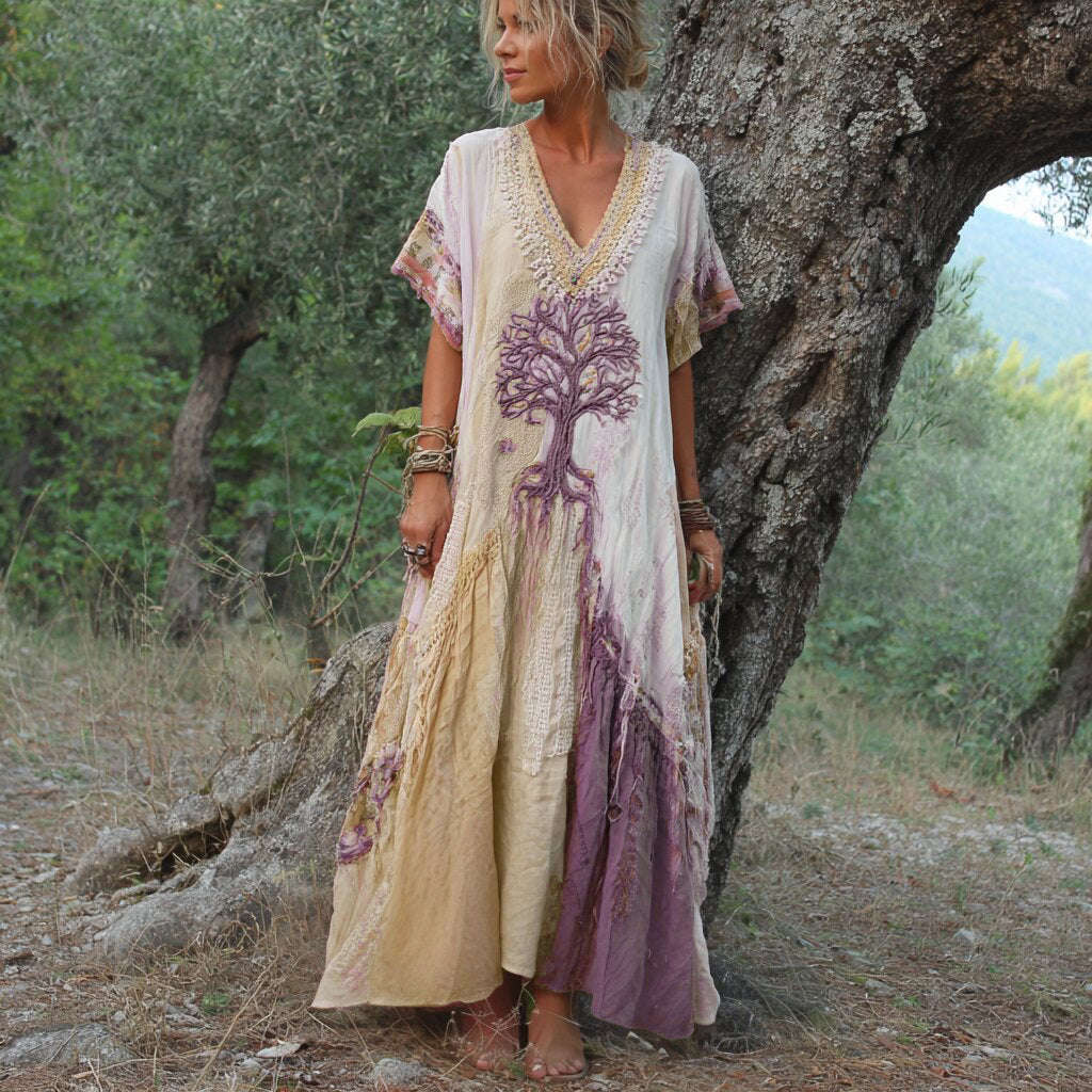 Tahlia | Artistic Tree Print Maxi Dress