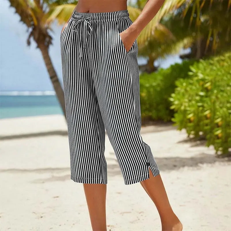 Avenleigh | Striped Drawstring Capri Trousers