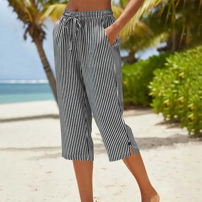 Avenleigh | Striped Drawstring Capri Trousers
