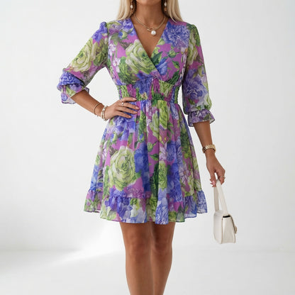 Elovique | Modern Abstract Wrap Mini Dress