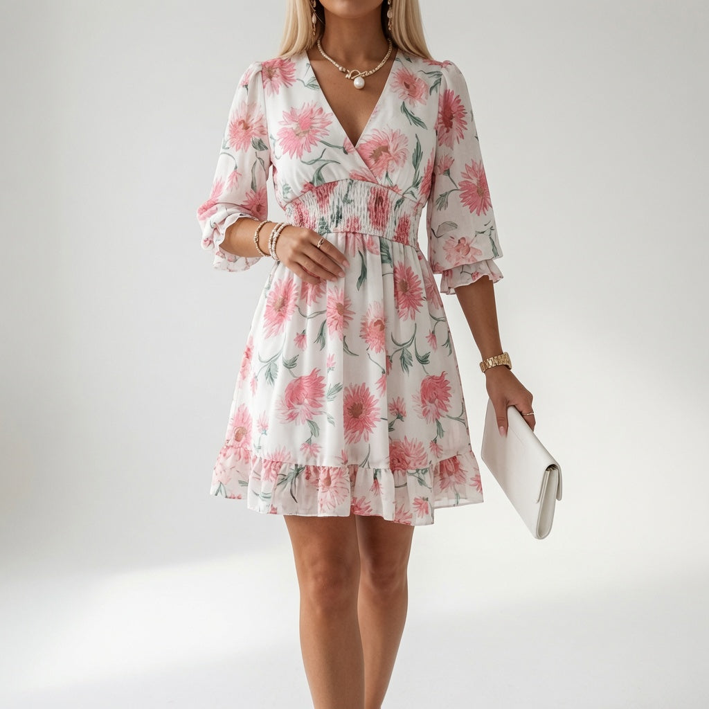 Elovique | Modern Abstract Wrap Mini Dress