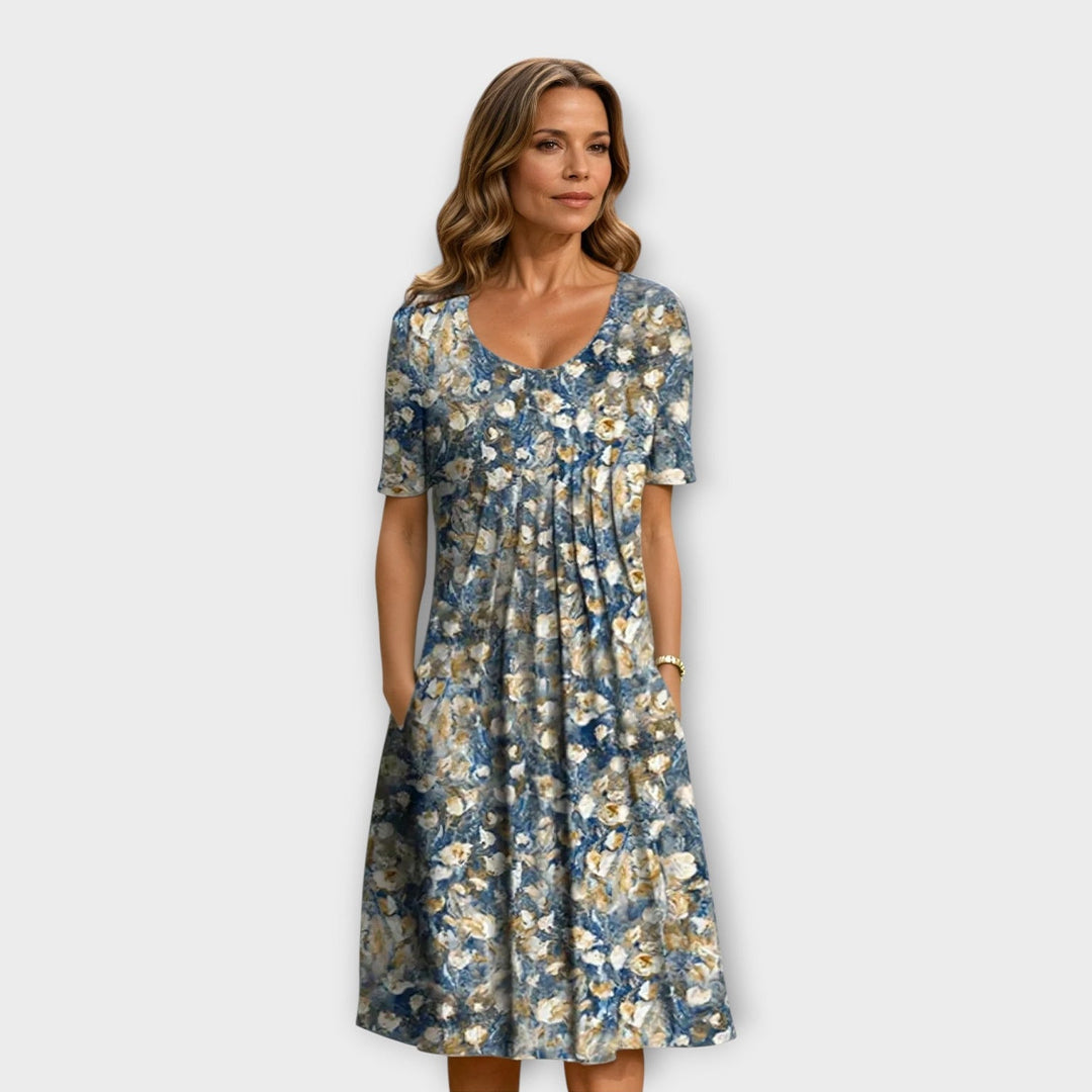 Delavie | Bloom Print Pocket Midi Dress
