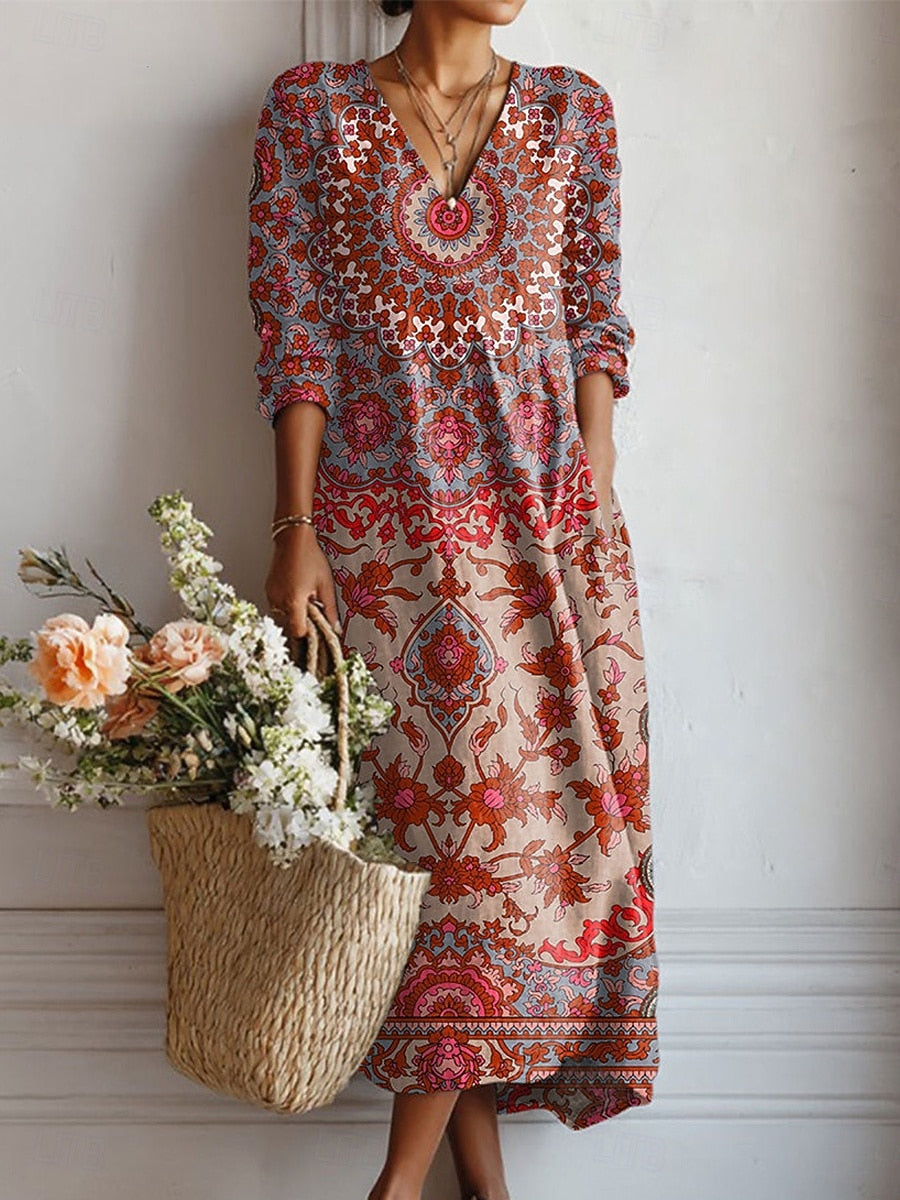 Solmelle | Vintage Floral Maxi Dress