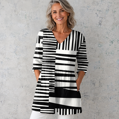 Blythe | V Neck Abstract Print Blouse