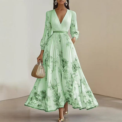 Evelisse | Watercolor Pleated Midi Dress