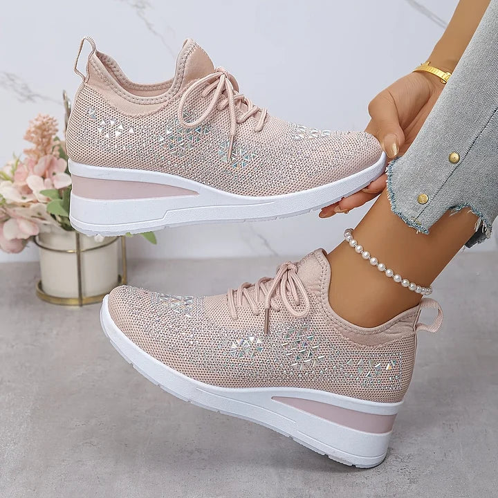 Kinsley | Rhinestone Knit Platform Sneakers