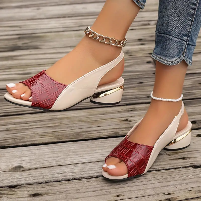 Vaeloria | Open Toe Contrast Strap Heels