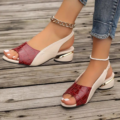 Vaeloria | Open Toe Contrast Strap Heels