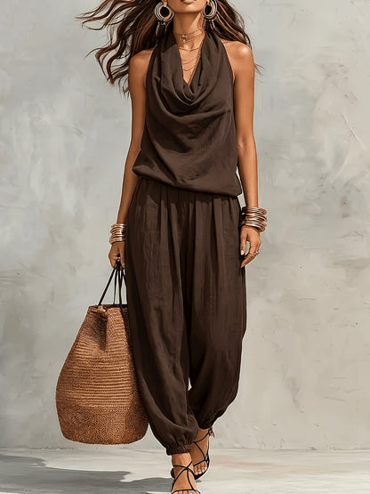 Nerine | Draped Halter Harem Jumpsuit