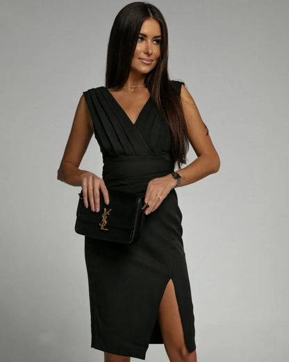 Neravelle | Sophisticated V-Neck Midi Dress