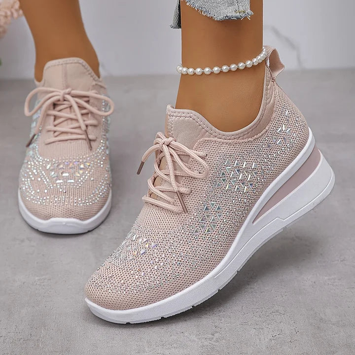 Kinsley | Rhinestone Knit Platform Sneakers
