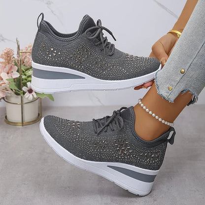 Kinsley | Rhinestone Knit Platform Sneakers