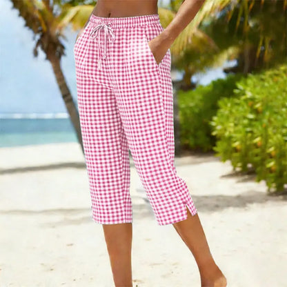 Aubriette | Gingham Drawstring Capri Trousers