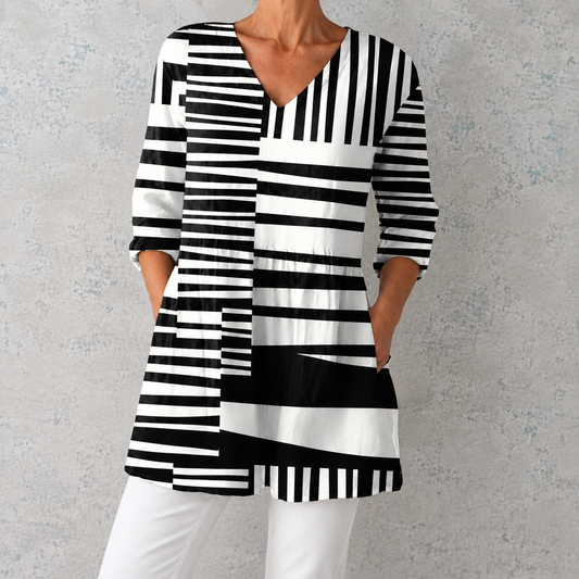 Blythe | V Neck Abstract Print Blouse