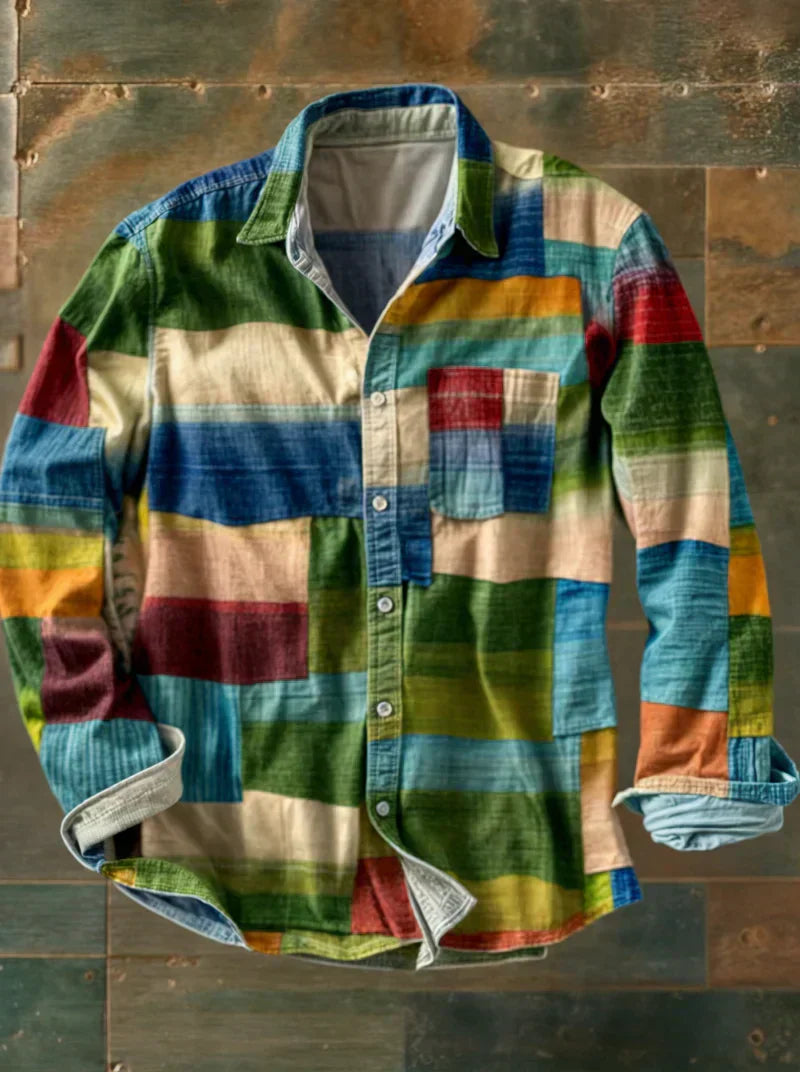 Corvellan | Multicolor Patchwork Button Shirt