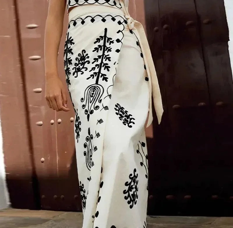 Lunelle | Boho Co-Ord Set with Crop Top and Skirt