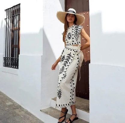 Lunelle | Boho Co-Ord Set with Crop Top and Skirt