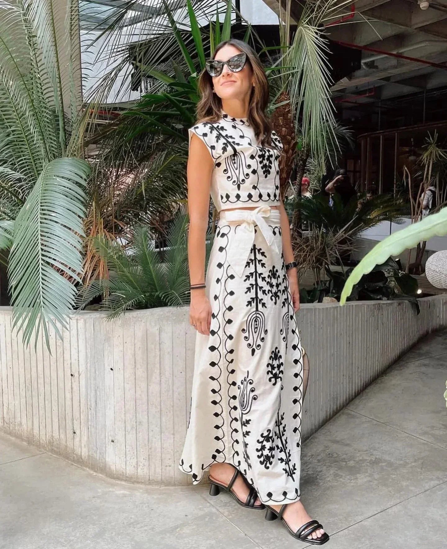 Lunelle | Boho Co-Ord Set with Crop Top and Skirt