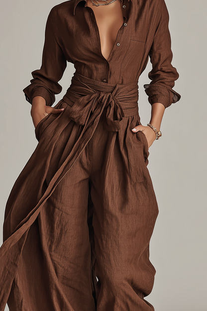 Natalie | Belted Wide Leg Jumpsuit