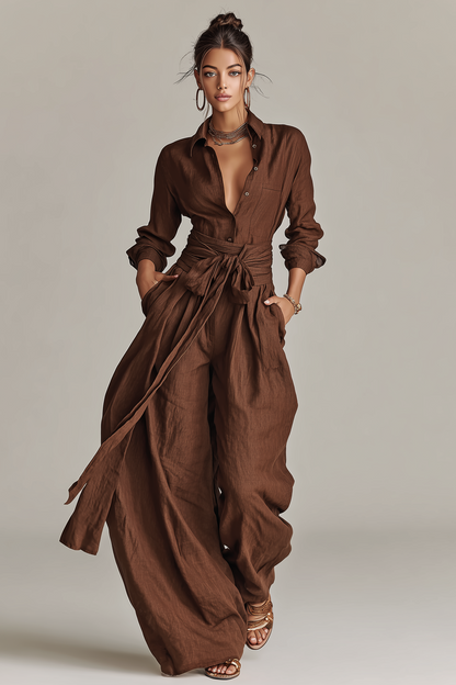 Natalie | Belted Wide Leg Jumpsuit