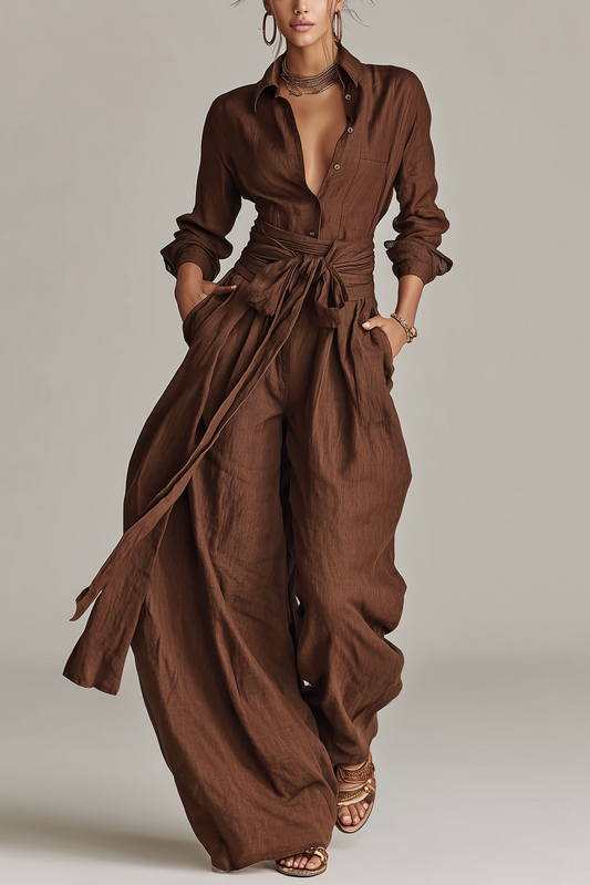 Natalie | Belted Wide Leg Jumpsuit