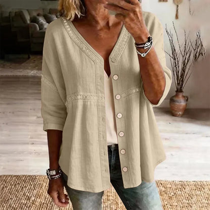 Gwendolyn | Textured V Neck Casual Blouse