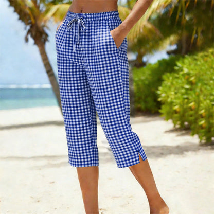 Aubriette | Gingham Drawstring Capri Trousers