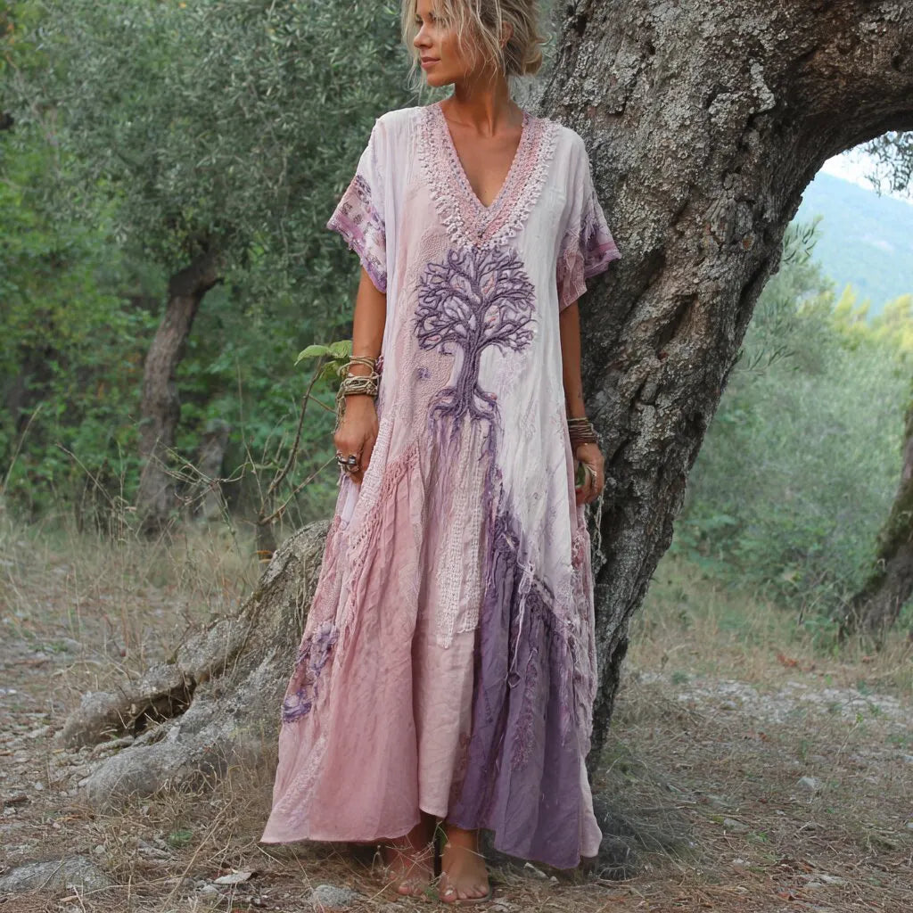 Tahlia | Artistic Tree Print Maxi Dress