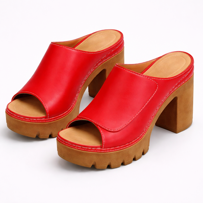 Elarose | Open Front Block Heel Sandals